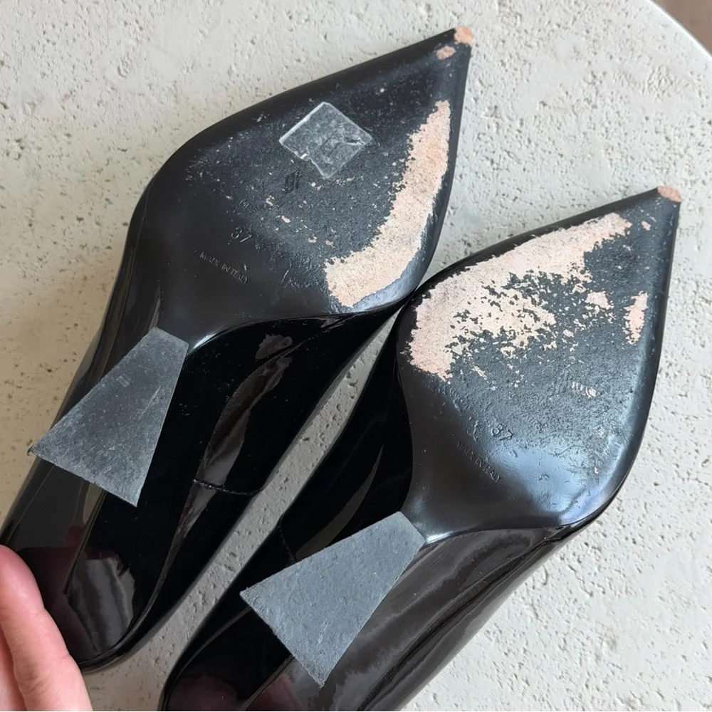 The Attico Cheope patent black pumps, size 37